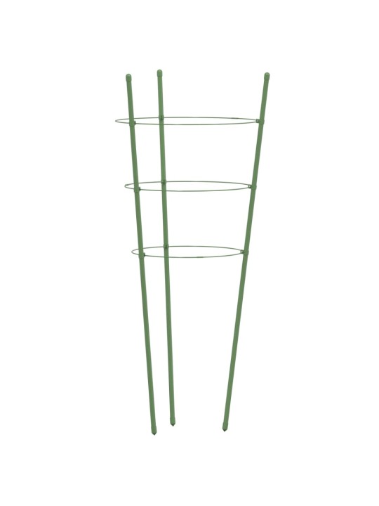 Opory pro zahradní rostliny se 3 kroužky 5 ks zelené 60 cm ocel