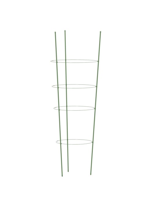 Opory pro zahradní rostliny se 4 kroužky 5 ks zelené 90 cm ocel