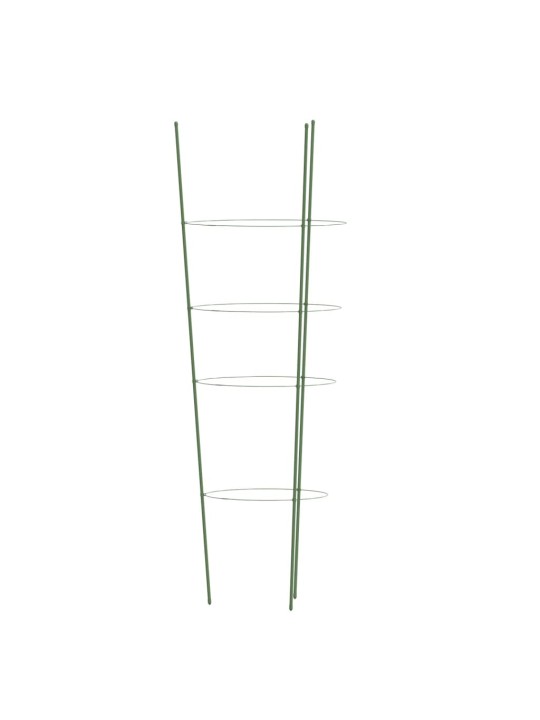 Opory pro zahradní rostliny se 4 kroužky 5 ks zelené 90 cm ocel