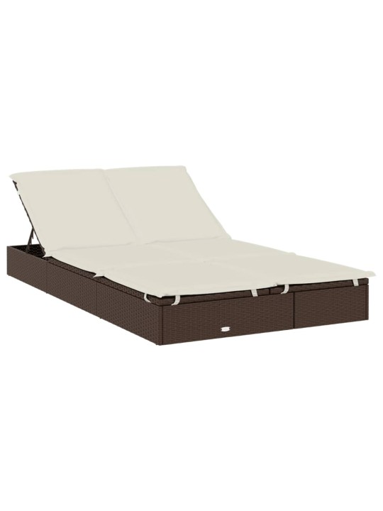 Lehátko se skládací střechou pro 2 hnědé 213x118x97cm polyratan
