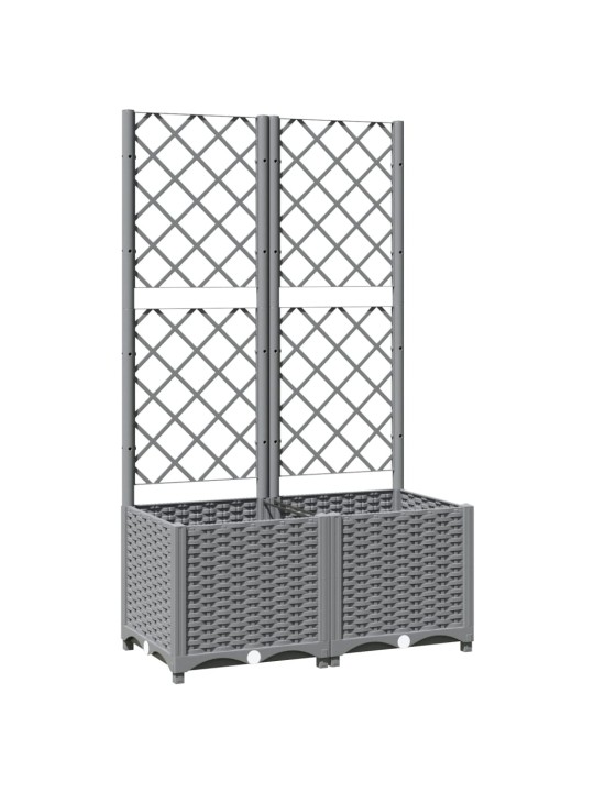 Zahradní truhlík s treláží světle šedý 80 x 40 x 136 cm PP