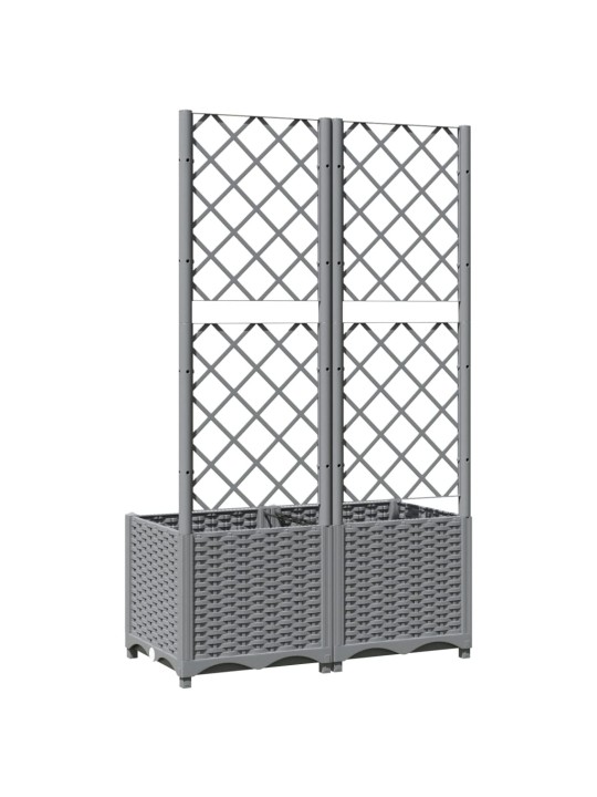 Zahradní truhlík s treláží světle šedý 80 x 40 x 136 cm PP
