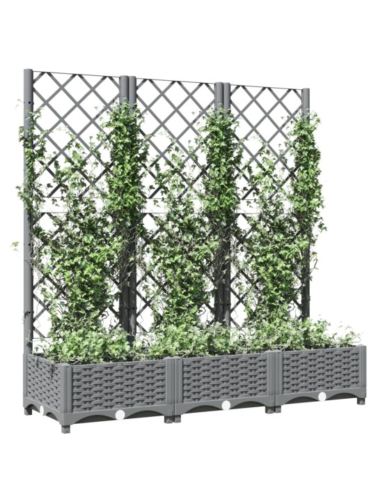 Zahradní truhlík s treláží světle šedý 120 x 40 x 121,5 cm PP