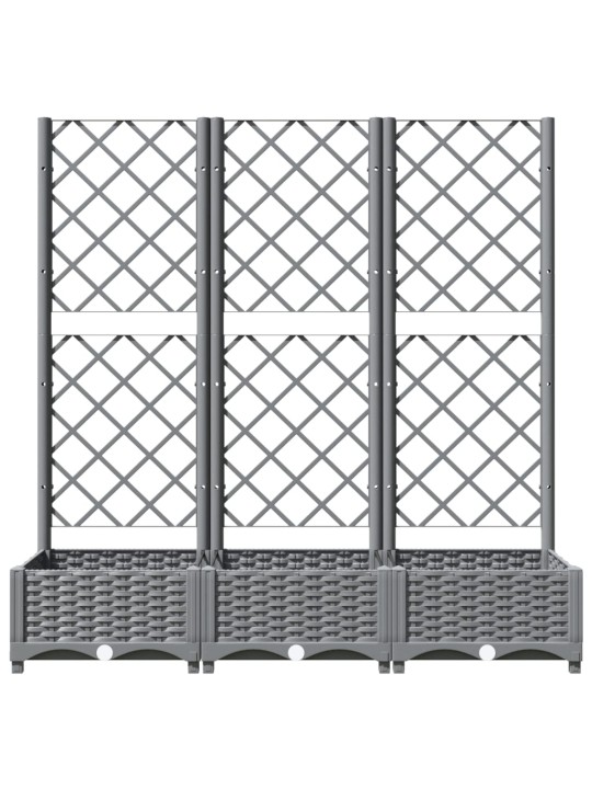 Zahradní truhlík s treláží světle šedý 120 x 40 x 121,5 cm PP