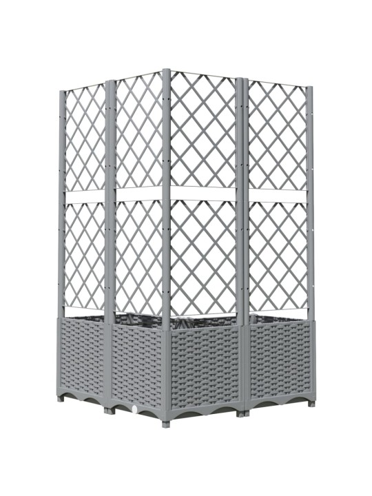 Zahradní truhlík s treláží světle šedý 80 x 80 x 136 cm PP