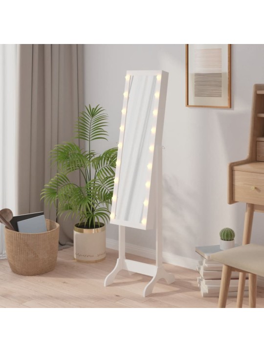 Volně stojící zrcadlo s LED bílé 34 x 37 x 146 cm