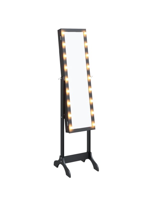 Volně stojící zrcadlo s LED černé 34 x 37 x 146 cm