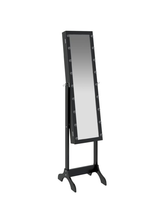 Volně stojící zrcadlo s LED černé 34 x 37 x 146 cm