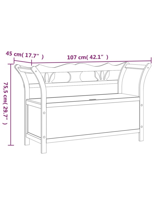 Lavice bílá 107 x 45 x 75,5 cm masivní jedlové dřevo