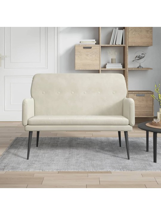 Lavice krémová 108 x 79 x 79 cm samet