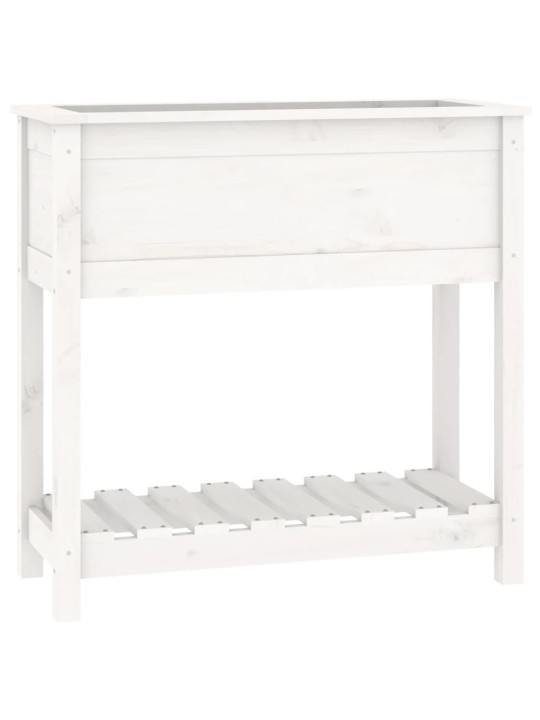 Truhlík s policí bílý 82,5 x 34,5 x 81 cm masivní borové dřevo