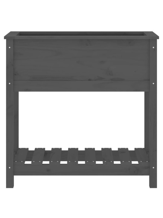 Truhlík s policí šedý 82,5 x 34,5 x 81 cm masivní borové dřevo