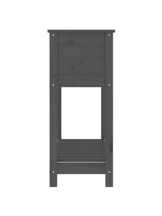 Truhlík s policí šedý 82,5 x 34,5 x 81 cm masivní borové dřevo
