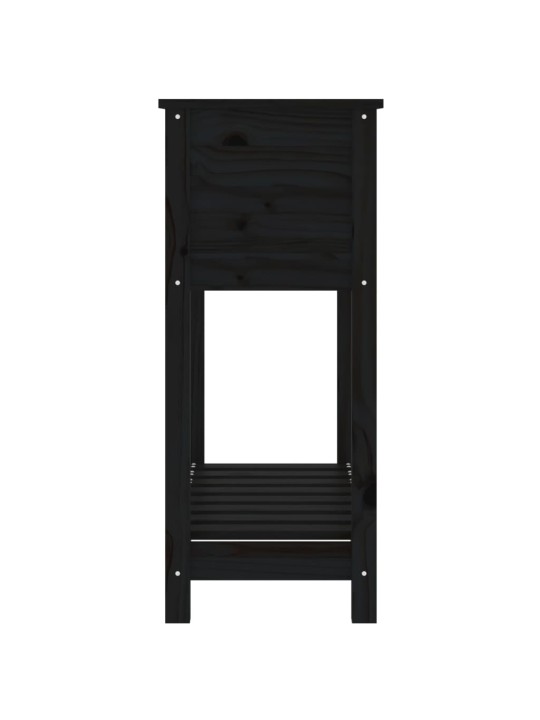 Truhlík s policí černý 82,5 x 34,5 x 81 cm masivní borové dřevo