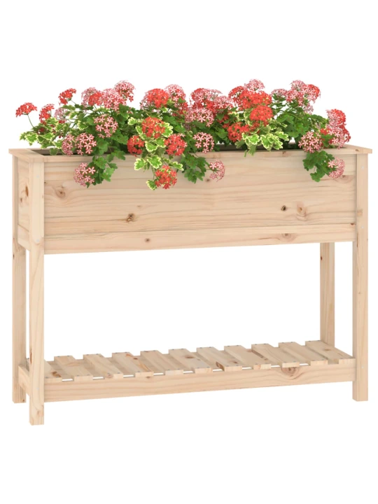 Truhlík s policí 111,5 x 34,5 x 81 cm masivní borové dřevo