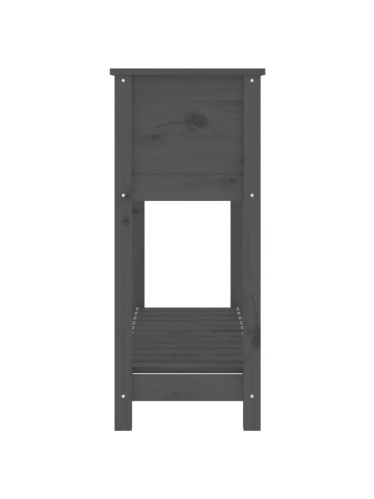 Truhlík s policí šedý 111,5 x 34,5 x 81 cm masivní borové dřevo