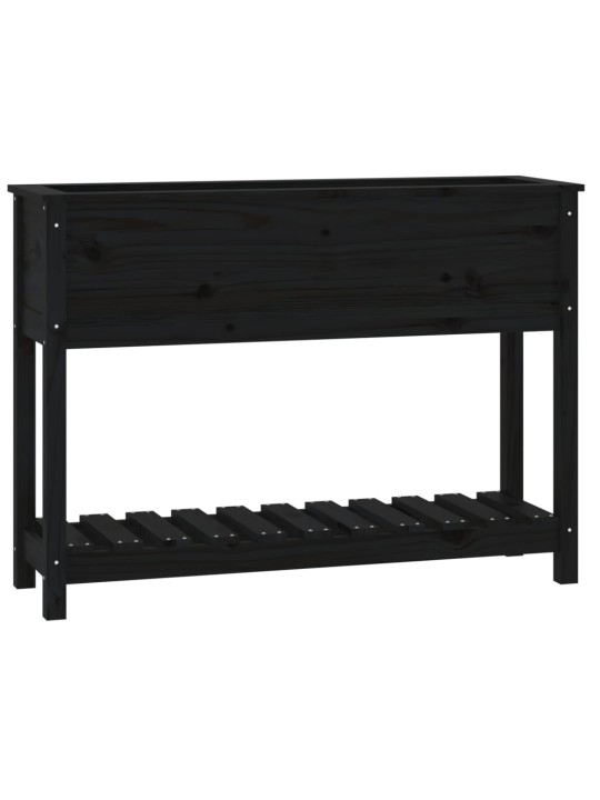 Truhlík s policí černý 111,5x34,5x81 cm masivní borové dřevo