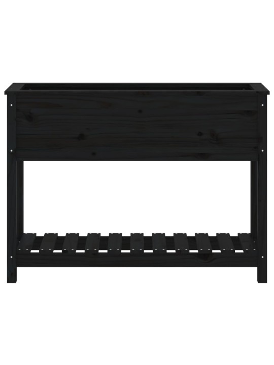 Truhlík s policí černý 111,5x34,5x81 cm masivní borové dřevo