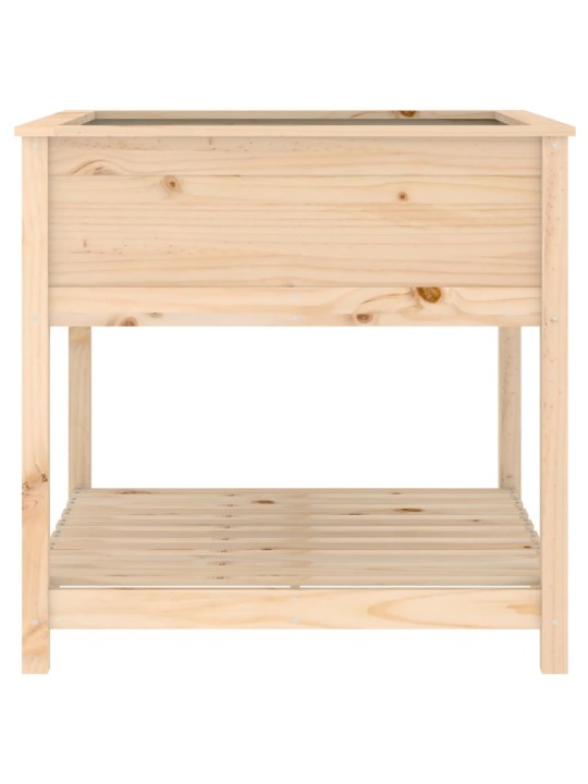 Truhlík s policí 82,5 x 82,5 x 81 cm masivní borové dřevo