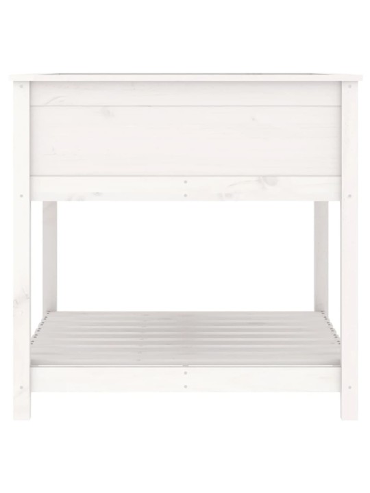Truhlík s policí bílý 82,5 x 82,5 x 81 cm masivní borové dřevo