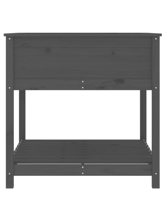 Truhlík s policí šedý 82,5 x 82,5 x 81 cm masivní borové dřevo