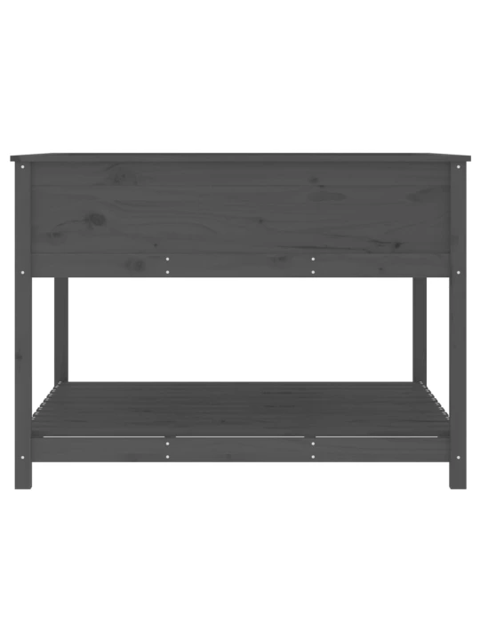 Truhlík s policí šedý 111,5x111,5x81 cm masivní borové dřevo