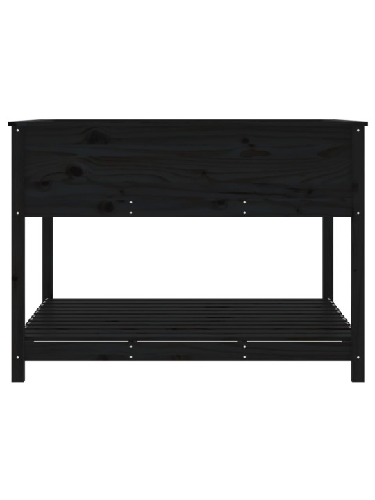 Truhlík s policí černý 111,5x111,5x81 cm masivní borové dřevo