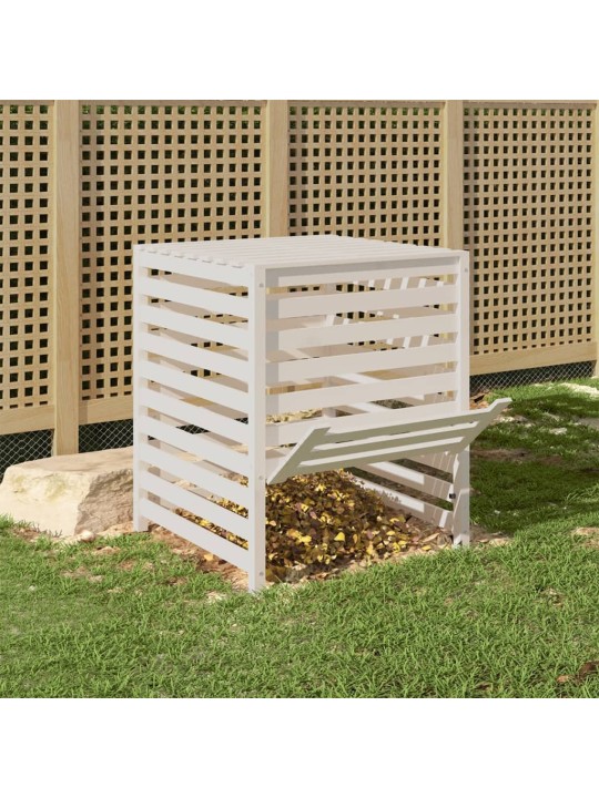 Kompostér bílý 82,5 x 82,5 x 99,5 cm masivní borové dřevo