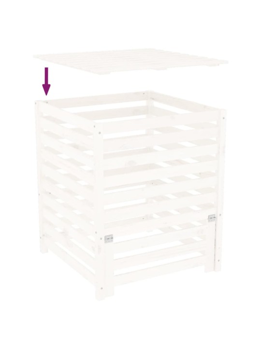 Kompostér bílý 82,5 x 82,5 x 99,5 cm masivní borové dřevo