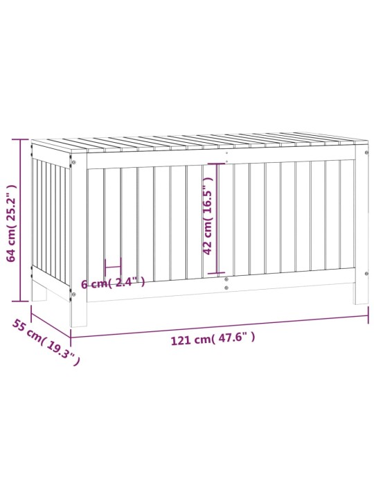 Zahradní úložný box bílý 121 x 55 x 64 cm masivní borové dřevo