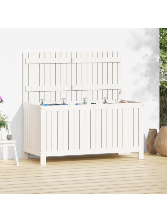 Zahradní úložný box bílý 121 x 55 x 64 cm masivní borové dřevo