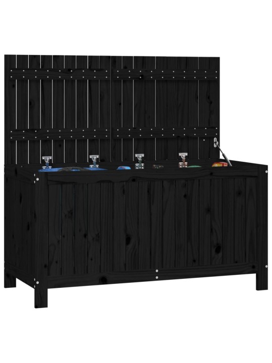 Zahradní úložný box černý 121 x 55 x 64 cm masivní borové dřevo