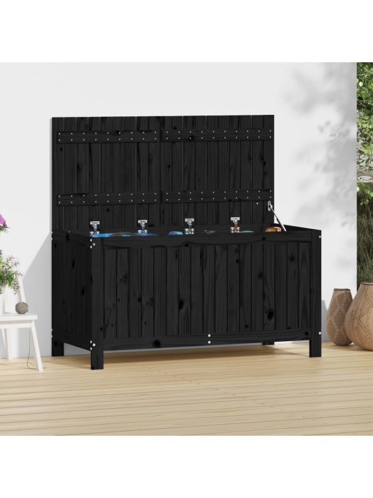 Zahradní úložný box černý 121 x 55 x 64 cm masivní borové dřevo