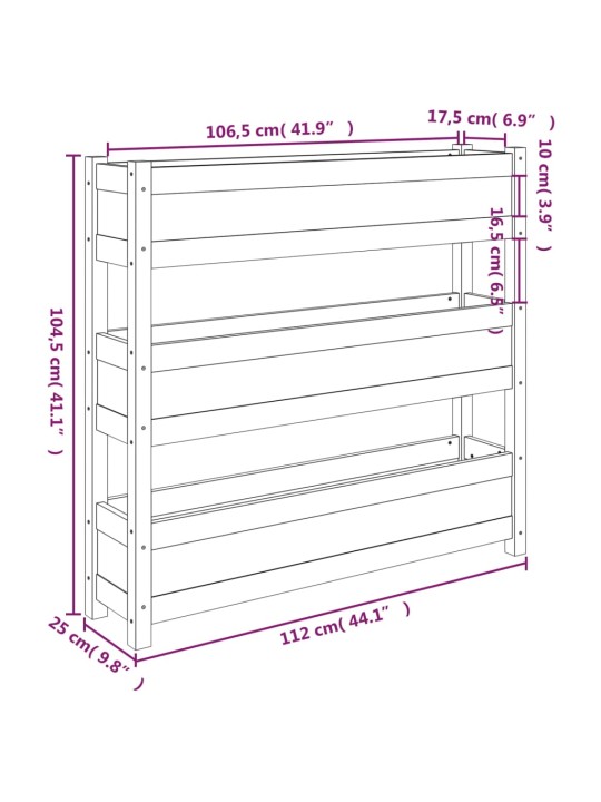 Truhlík bílý 112 x 25 x 104,5 cm masivní borové dřevo