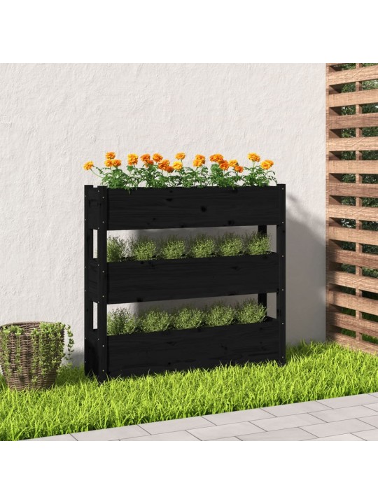 Truhlík černý 112 x 25 x 104,5 cm masivní borové dřevo