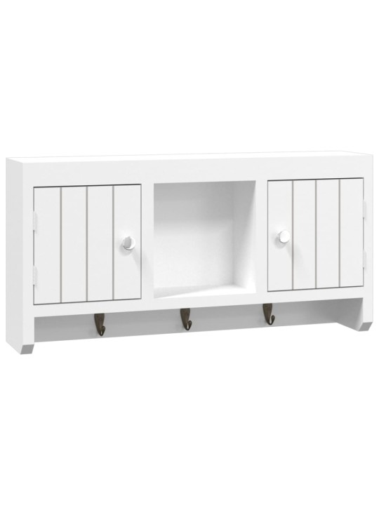 Skříňka na klíče bílá 40 x 8,5 x 20 cm kompozitní dřevo a ocel