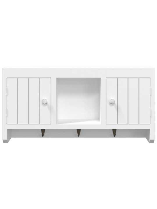 Skříňka na klíče bílá 40 x 8,5 x 20 cm kompozitní dřevo a ocel