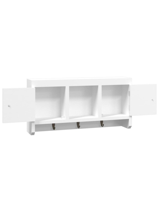 Skříňka na klíče bílá 40 x 8,5 x 20 cm kompozitní dřevo a ocel