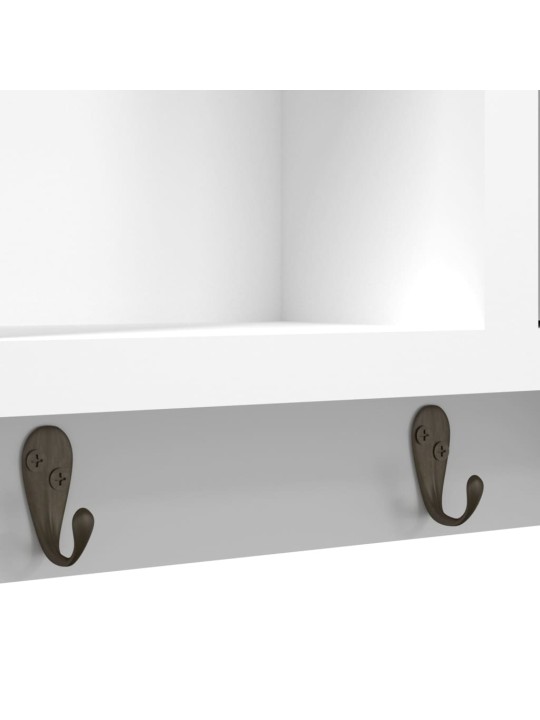 Skříňka na klíče bílá 40 x 8,5 x 20 cm kompozitní dřevo a ocel