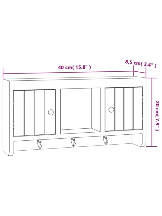 Skříňka na klíče bílá 40 x 8,5 x 20 cm kompozitní dřevo a ocel