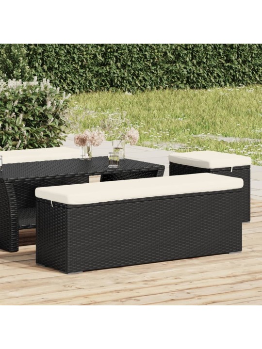 Lavice s poduškou černá 110 x 30 x 40 cm polyratan
