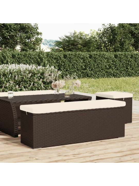 Lavice s poduškou hnědá 110 x 30 x 40 cm polyratan