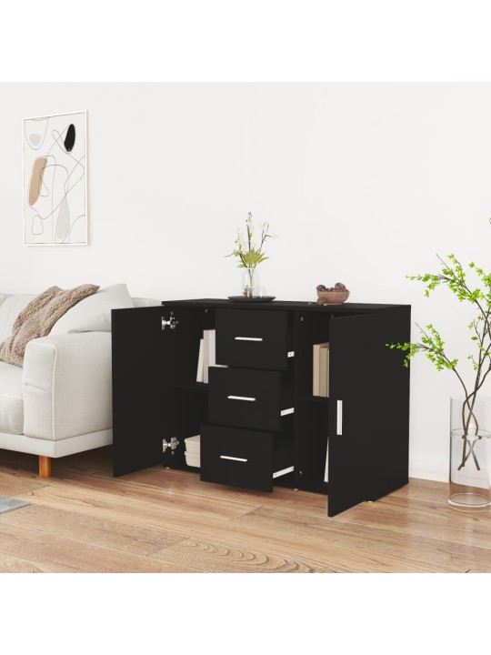Příborník černý 91 x 29,5 x 65 cm kompozitní dřevo