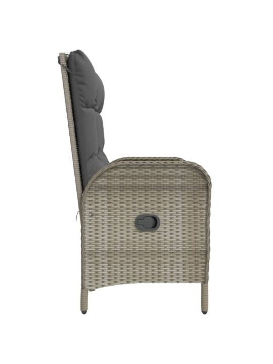 Polohovací zahradní lavice s poduškami 107 cm polyratan šedá