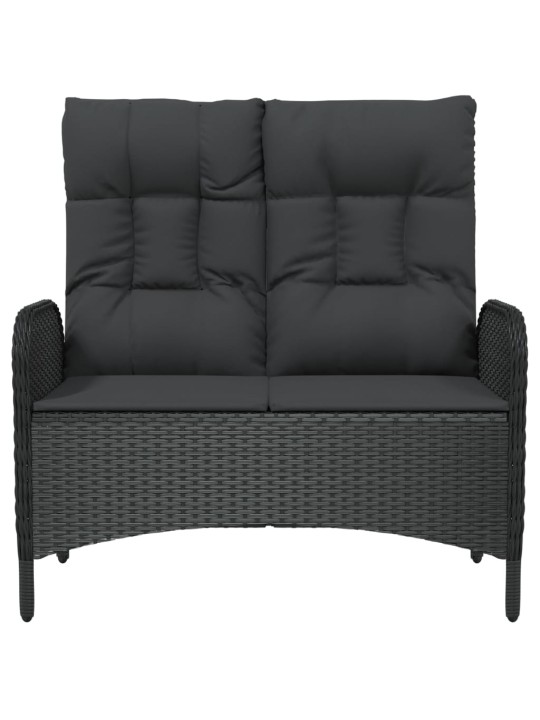Polohovací zahradní lavice s poduškami 107 cm polyratan černá