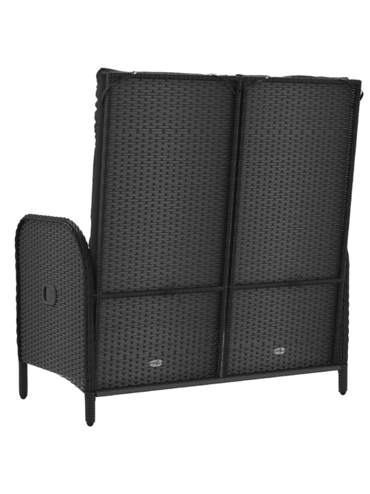 Polohovací zahradní lavice s poduškami 107 cm polyratan černá