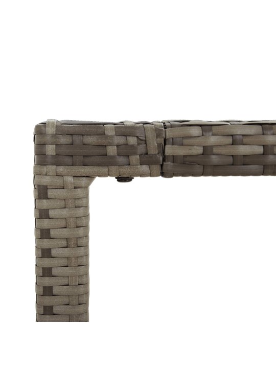 Zahradní stůl se skleněnou deskou šedý 90x90x75 cm polyratan