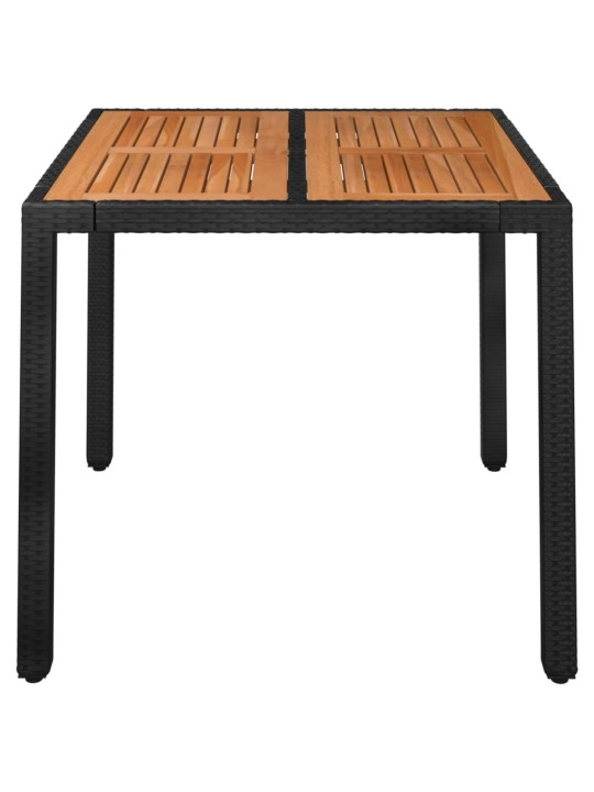 Zahradní stůl s dřevěnou deskou černý 90 x 90 x 75 cm polyratan