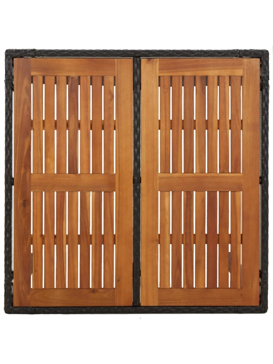 Zahradní stůl s dřevěnou deskou černý 90 x 90 x 75 cm polyratan