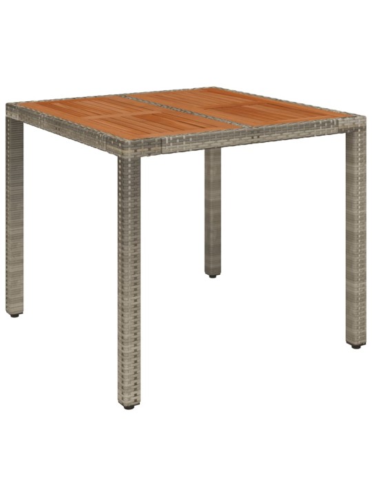 Zahradní stůl s dřevěnou deskou šedý 90 x 90 x 75 cm polyratan